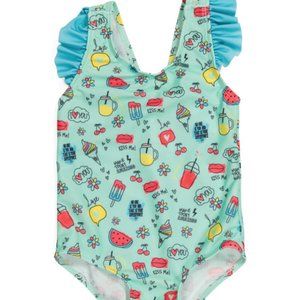 Sol Swim Toddler Girls UPF 50 Printed Summer One-piece Swimsuit NWT